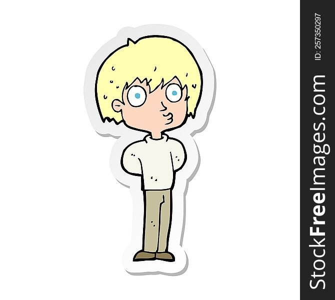Sticker Of A Cartoon Impressed Boy