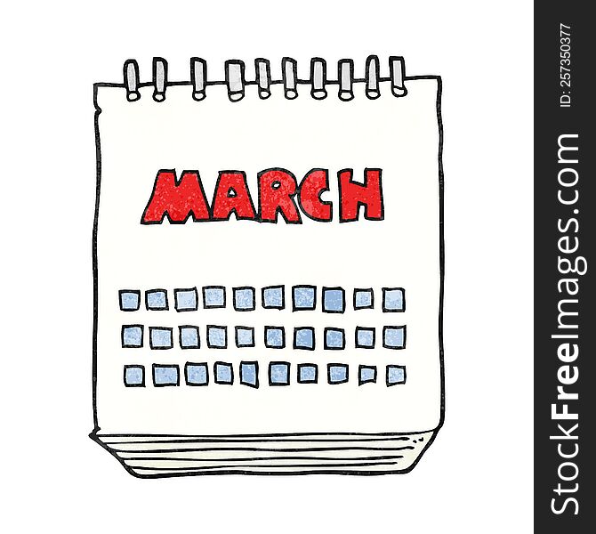 freehand textured cartoon march calendar