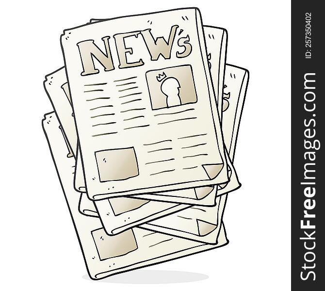 freehand drawn cartoon newspaper