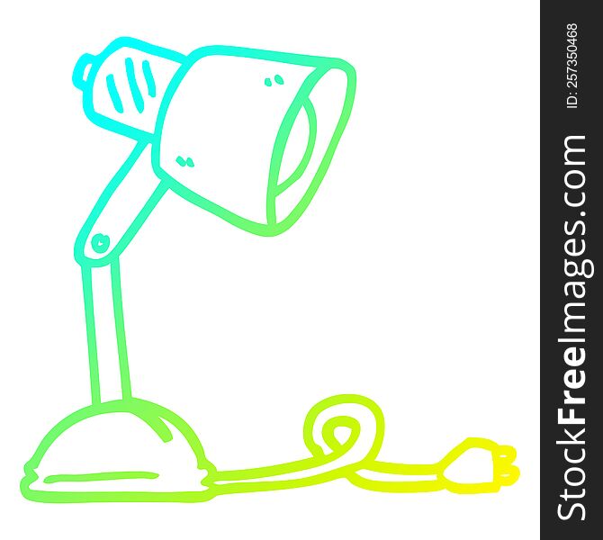 cold gradient line drawing of a cartoon desk lamp