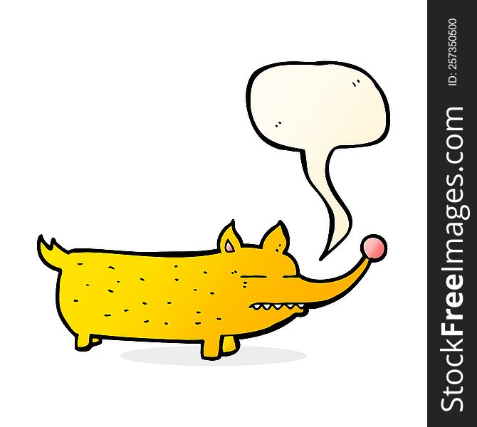 Cartoon Funny Little Dog With Speech Bubble