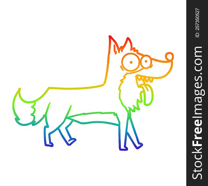 Rainbow Gradient Line Drawing Cartoon Happy Dog