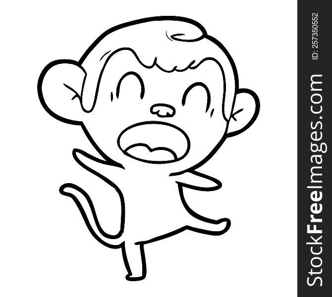 shouting cartoon monkey dancing. shouting cartoon monkey dancing