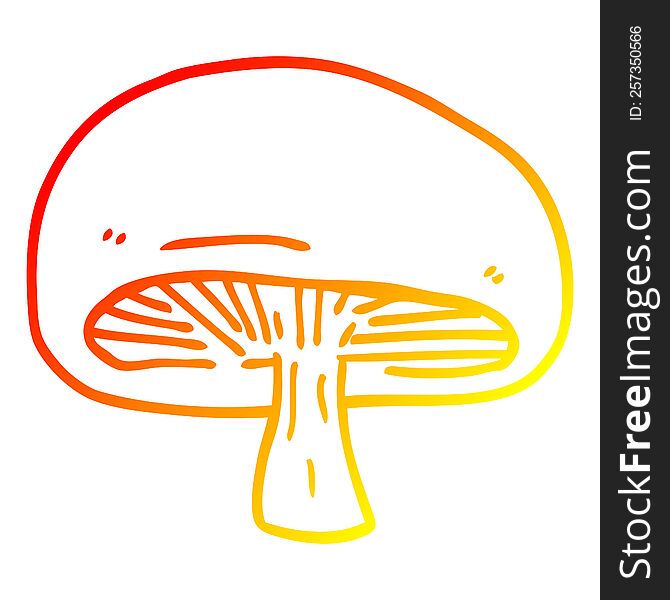 warm gradient line drawing cartoon mushroom