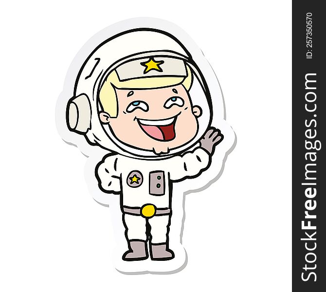 Sticker Of A Cartoon Laughing Astronaut