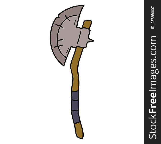 Cartoon Doodle Of A Medievil Axe