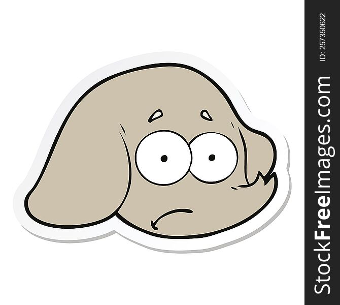 Sticker Of A Cartoon Elephant Face