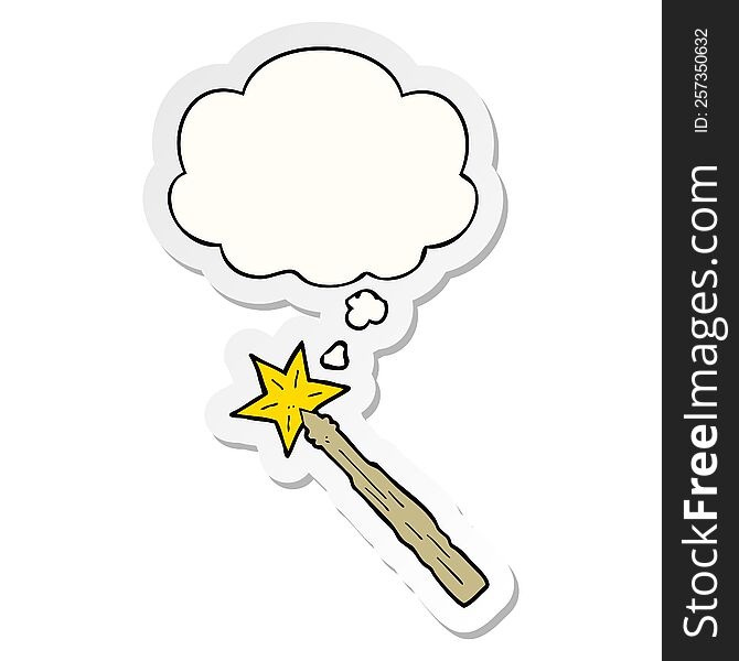Cartoon Magic Wand And Thought Bubble As A Printed Sticker