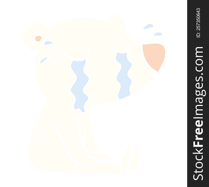 flat color style cartoon crying sitting polar bear