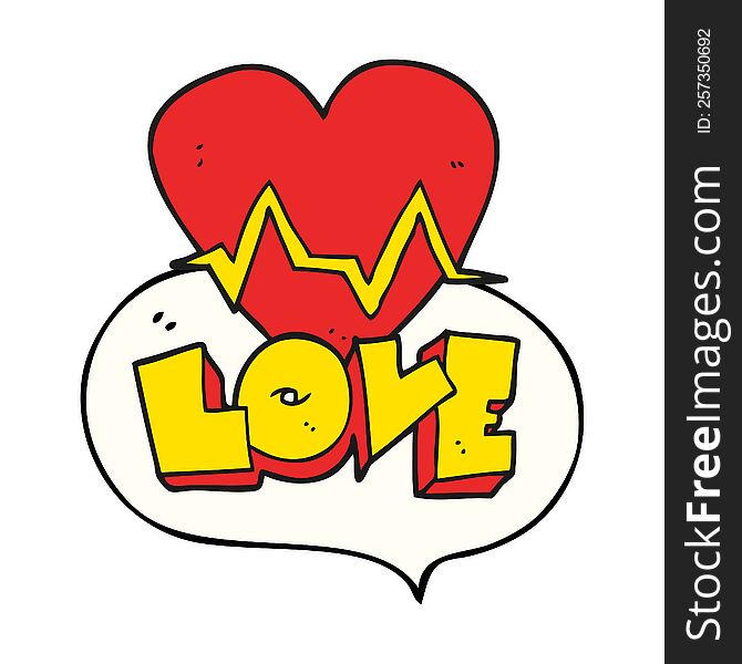 freehand drawn speech bubble cartoon heart rate pulse love symbol