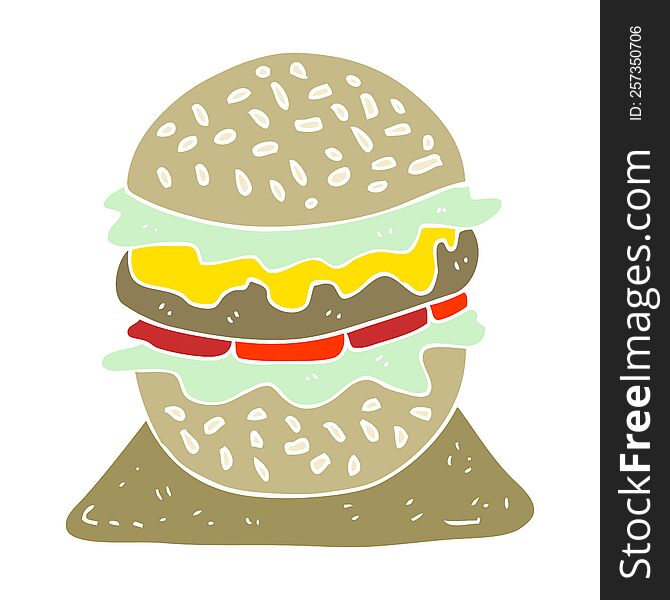 flat color illustration of tasty burger. flat color illustration of tasty burger