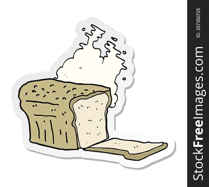 sticker of a cartoon fresh baked bread