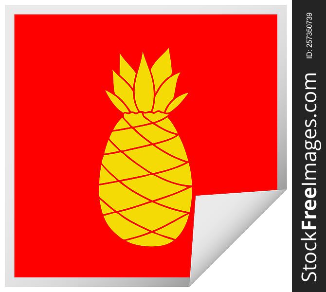 Quirky Square Peeling Sticker Cartoon Pineapple