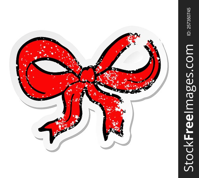 Distressed Sticker Of A Cartoon Decorative Bow