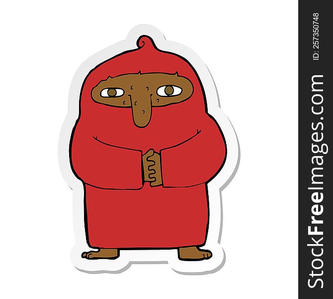 Sticker Of A Cartoon Monk In Robe