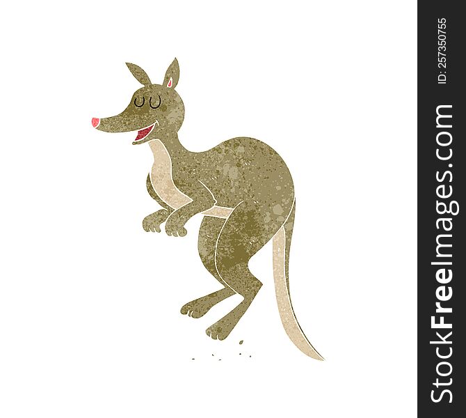 freehand retro cartoon kangaroo