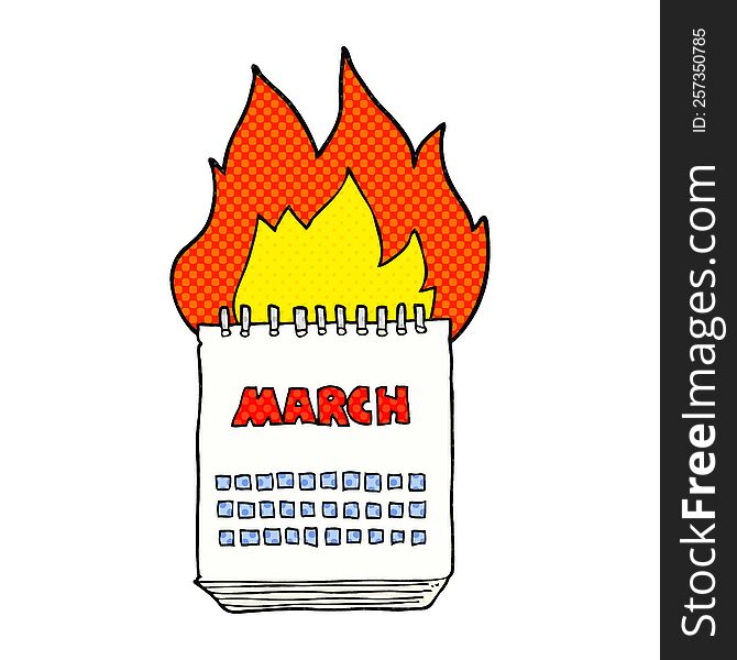 freehand drawn cartoon march calendar