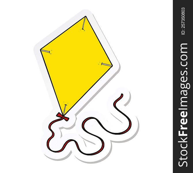 Sticker Of A Cartoon Flying Kite