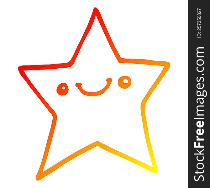 Warm Gradient Line Drawing Happy Cartoon Star