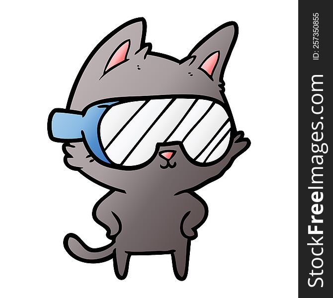 cartoon cat with goggles over eyes. cartoon cat with goggles over eyes