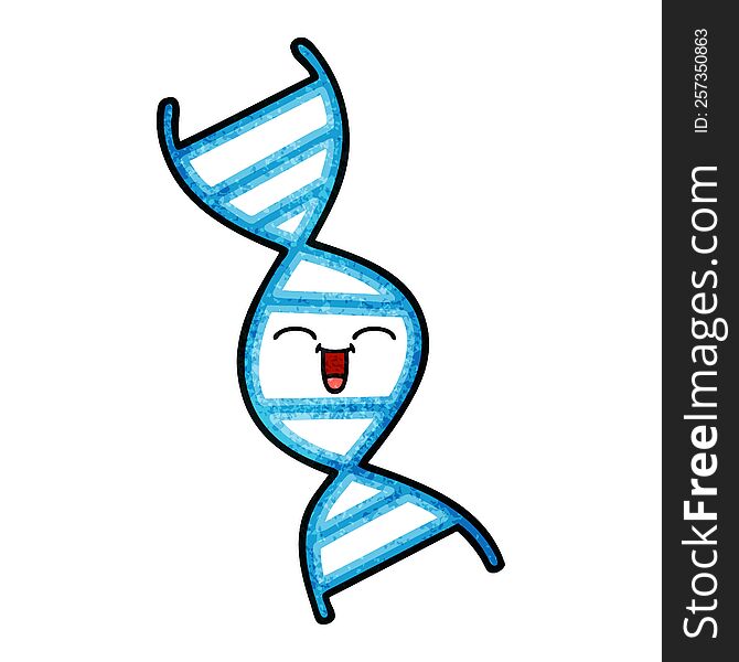 retro grunge texture cartoon of a DNA strand