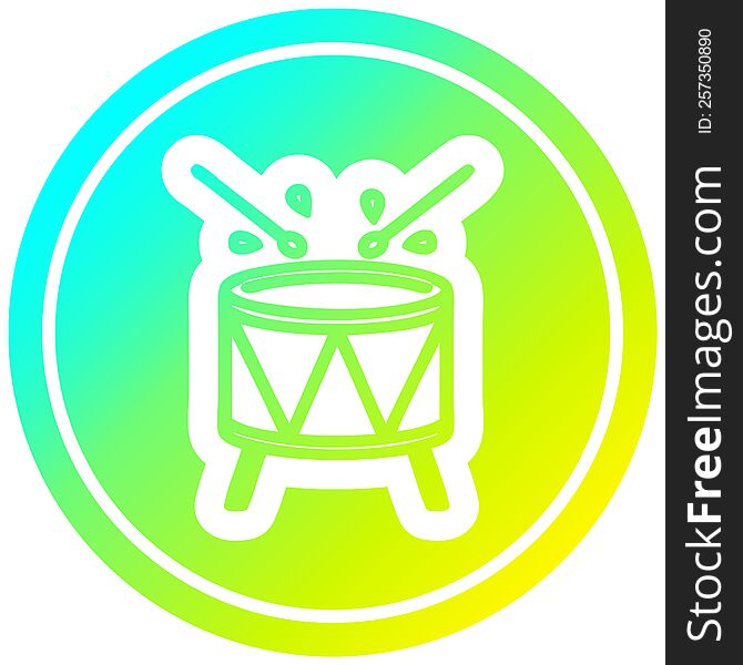 beating drum circular icon with cool gradient finish. beating drum circular icon with cool gradient finish