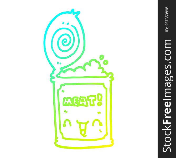 cold gradient line drawing of a cartoon canned meat