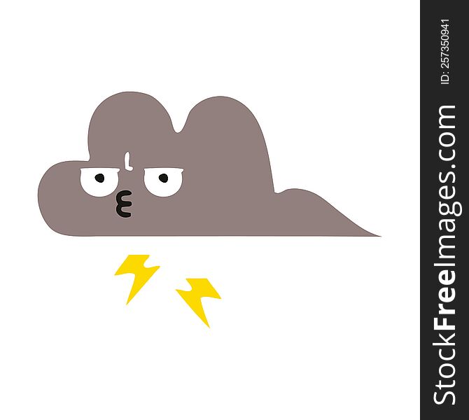 Flat Color Retro Cartoon Storm Cloud