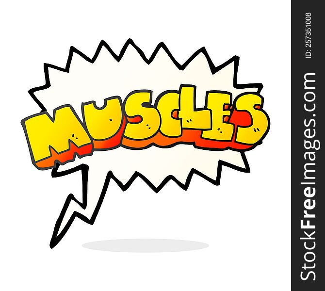 freehand drawn speech bubble cartoon muscles symbol