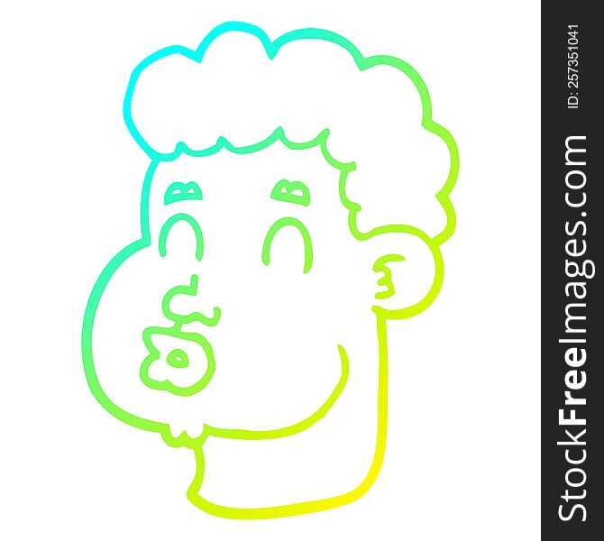 Cold Gradient Line Drawing Cartoon Male Face