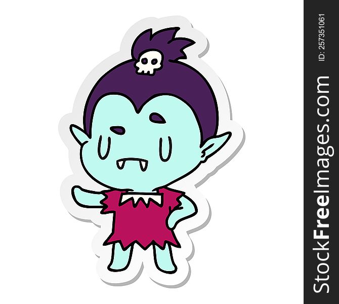 sticker cartoon illustration kawaii of cute vampire girl. sticker cartoon illustration kawaii of cute vampire girl