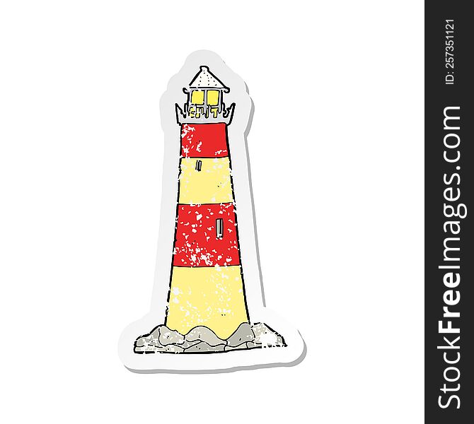 retro distressed sticker of a cartoon light house