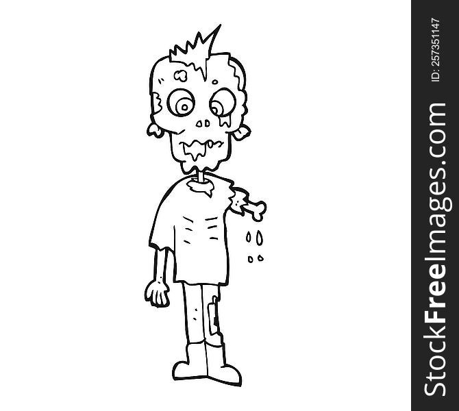 Black And White Cartoon Zombie