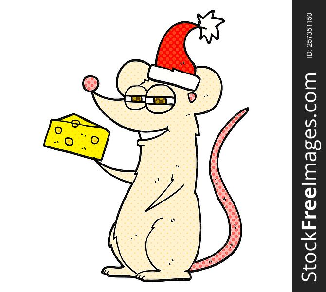 freehand drawn cartoon christmas mouse