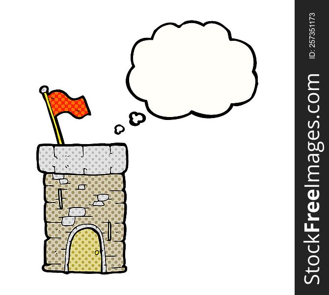 Thought Bubble Cartoon Old Castle Tower