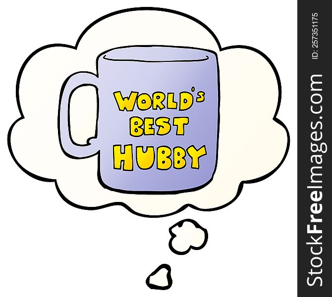 worlds best hubby mug with thought bubble in smooth gradient style