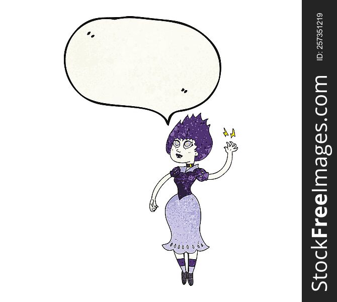 Speech Bubble Textured Cartoon Vampire Girl