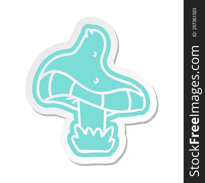 Cartoon Sticker Of A Single Mushroom