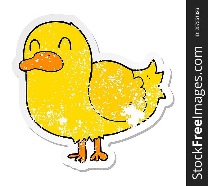 Distressed Sticker Of A Cartoon Duck