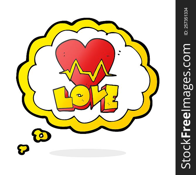 Thought Bubble Cartoon Heart Rate Pulse Love Symbol