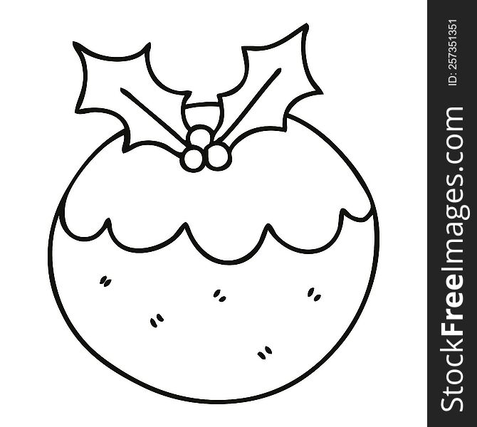 line drawing quirky cartoon christmas pudding. line drawing quirky cartoon christmas pudding