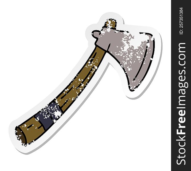 hand drawn distressed sticker cartoon doodle of a garden axe