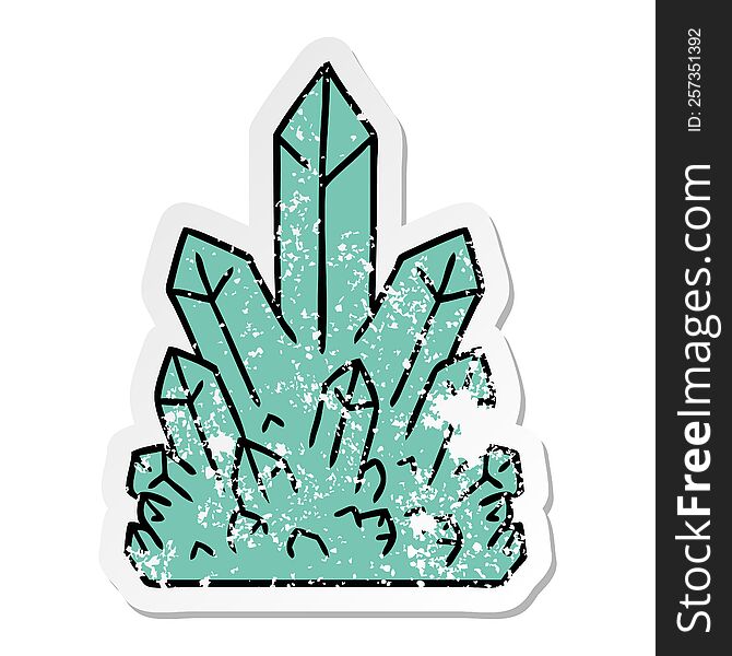 hand drawn distressed sticker cartoon doodle of crystal gems