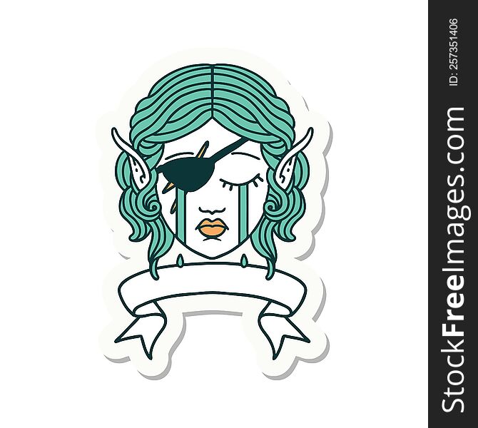 Crying Elf Rogue Character Face With Banner Sticker