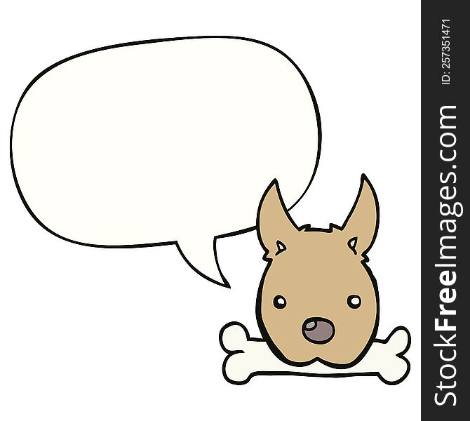 cartoon dog and bone and speech bubble