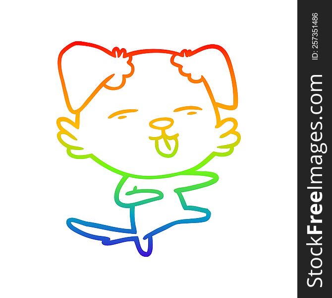 Rainbow Gradient Line Drawing Cartoon Dog Dancing