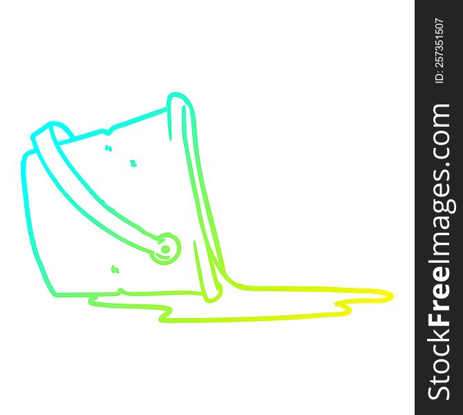 Cold Gradient Line Drawing Cartoon Spilled Bucket Of Water