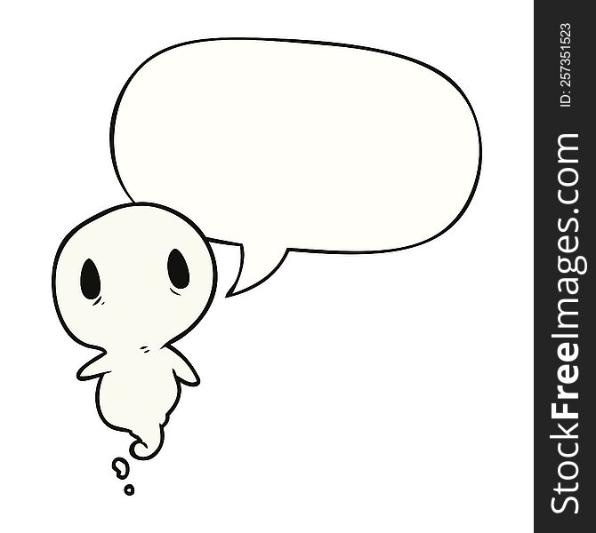 Cute Cartoon Ghost And Speech Bubble