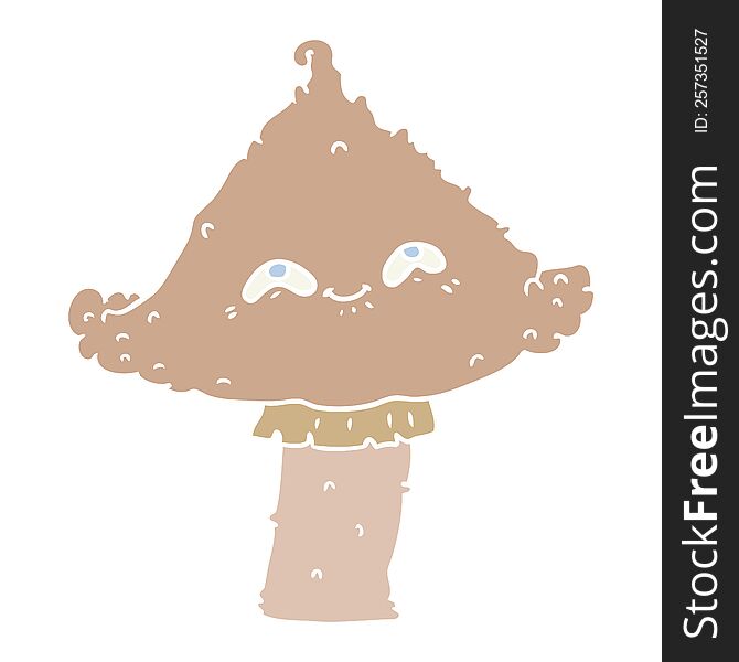 Flat Color Style Cartoon Mushroom With Face