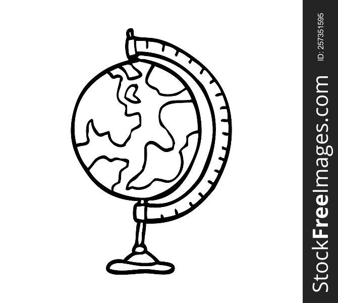 line drawing cartoon of a world globe